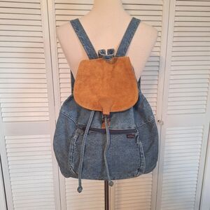 Vintage Lee Riders Y2K Denim And Suede Backpack
